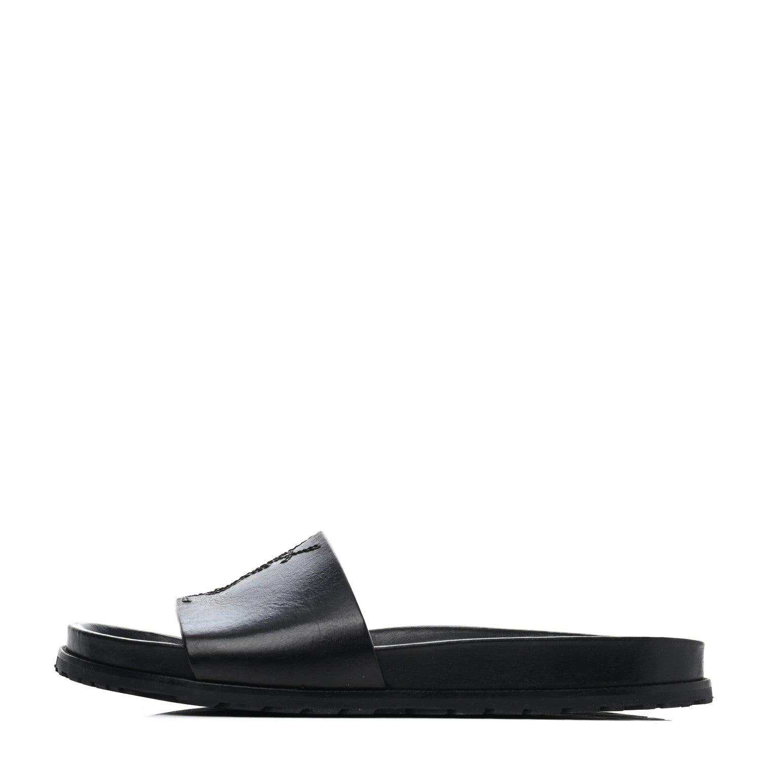 Saint Laurent Calfskin Monogram Jimmy Joan Slide Sandals 42 Black 1 of 4