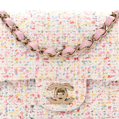 Chanel Tweed Sequin Quilted Mini Rectangular Flap White Pink Green Blue 8 of 10