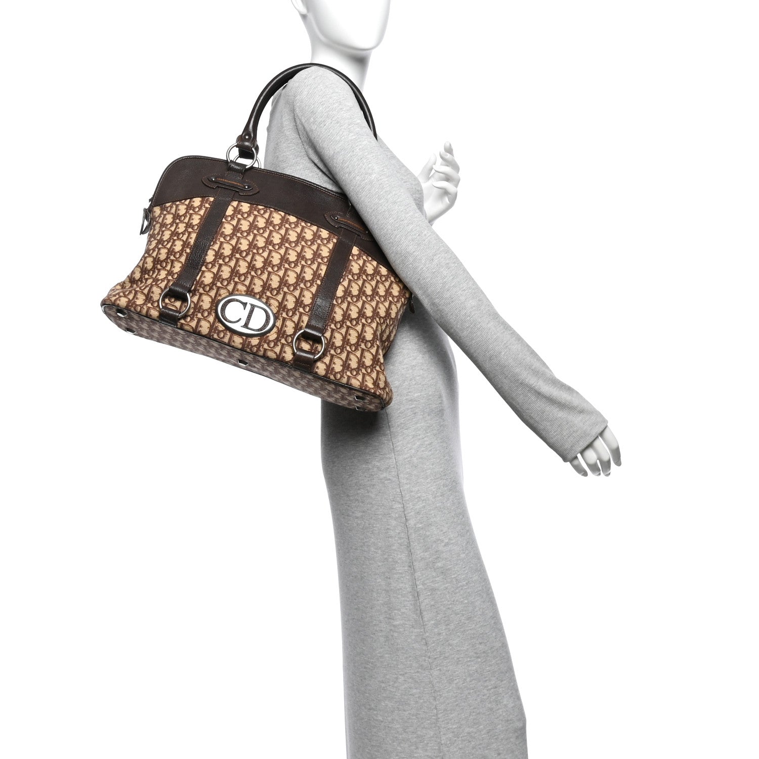 Christian Dior Monogram Traveler Satchel Brown 2 of 10