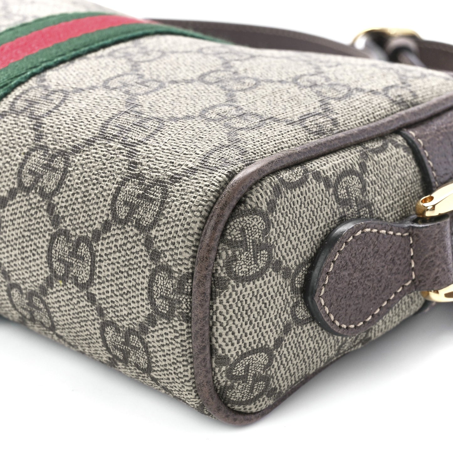 GG Supreme Monogram Web Mini Ophidia Shoulder Bag Brown