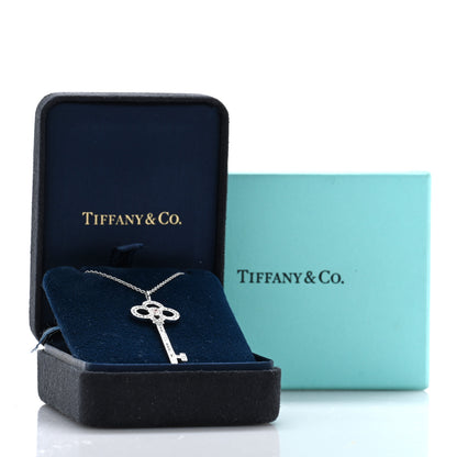 Tiffany Platinum 18K Rose Gold Pink Diamond Crown Key Pendant Necklace 5 of 5