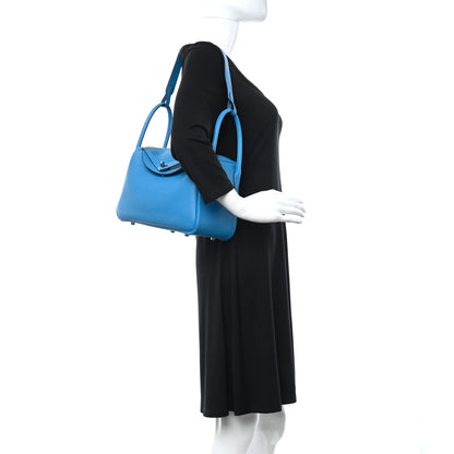 Hermes Taurillon Clemence Lindy 26 Bleu Frida 2 of 11