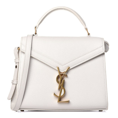 Saint Laurent Grain de Poudre Mini Classic Monogram Cassandra Top Handle Crema Soft Rouge Legion 1 of 8
