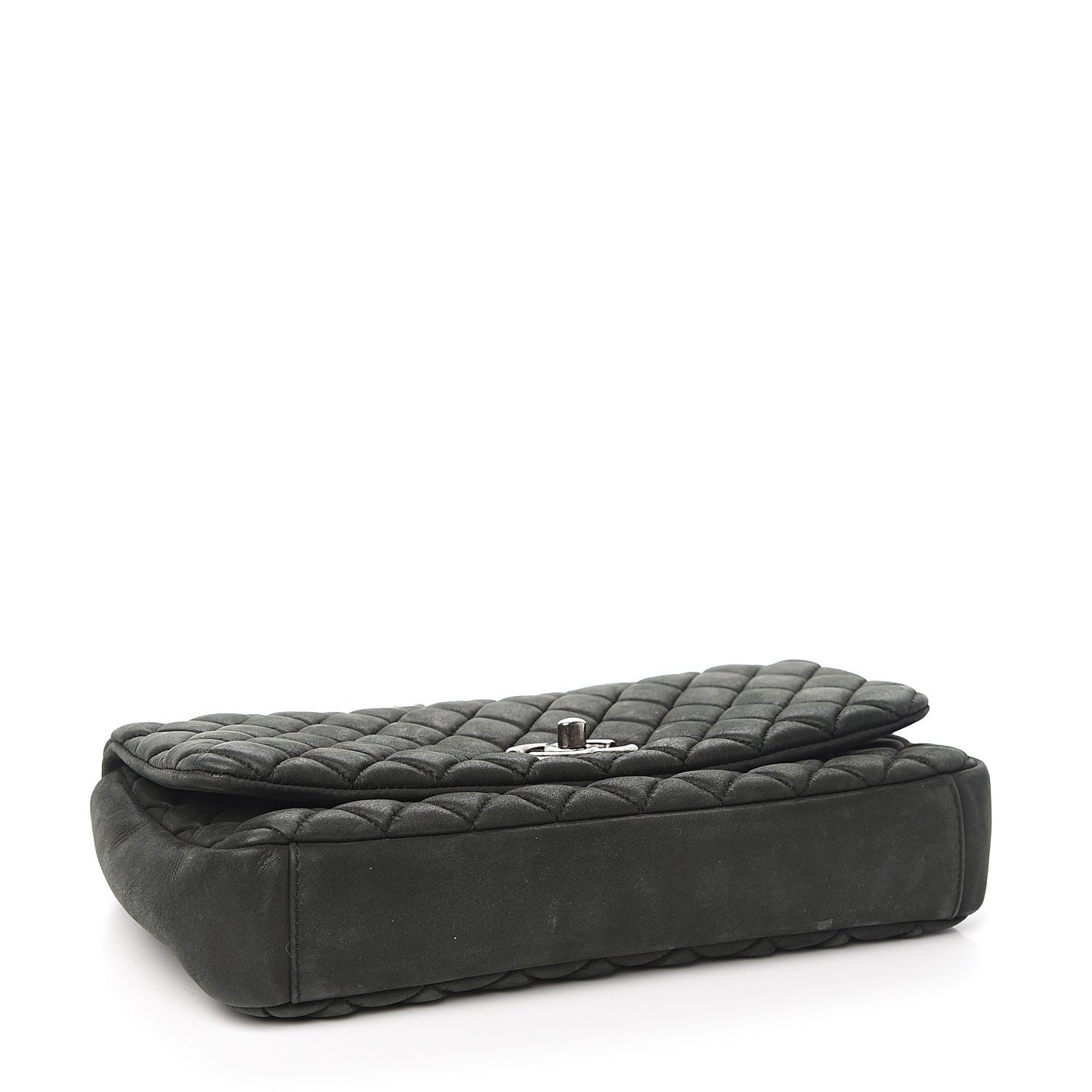 Iridescent Calfskin Small New Bubble Quilt Flap Black