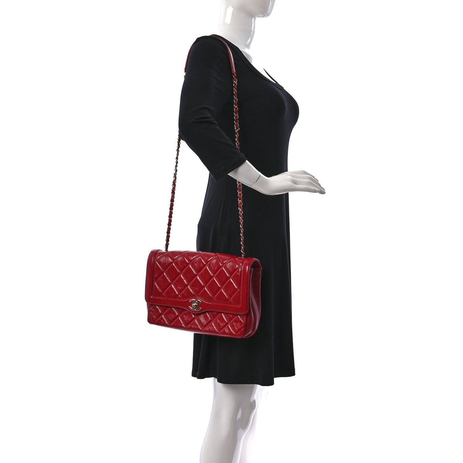 Chanel Shiny Aged Calfskin Quilted Hold The Line Flap Red 2 of 10