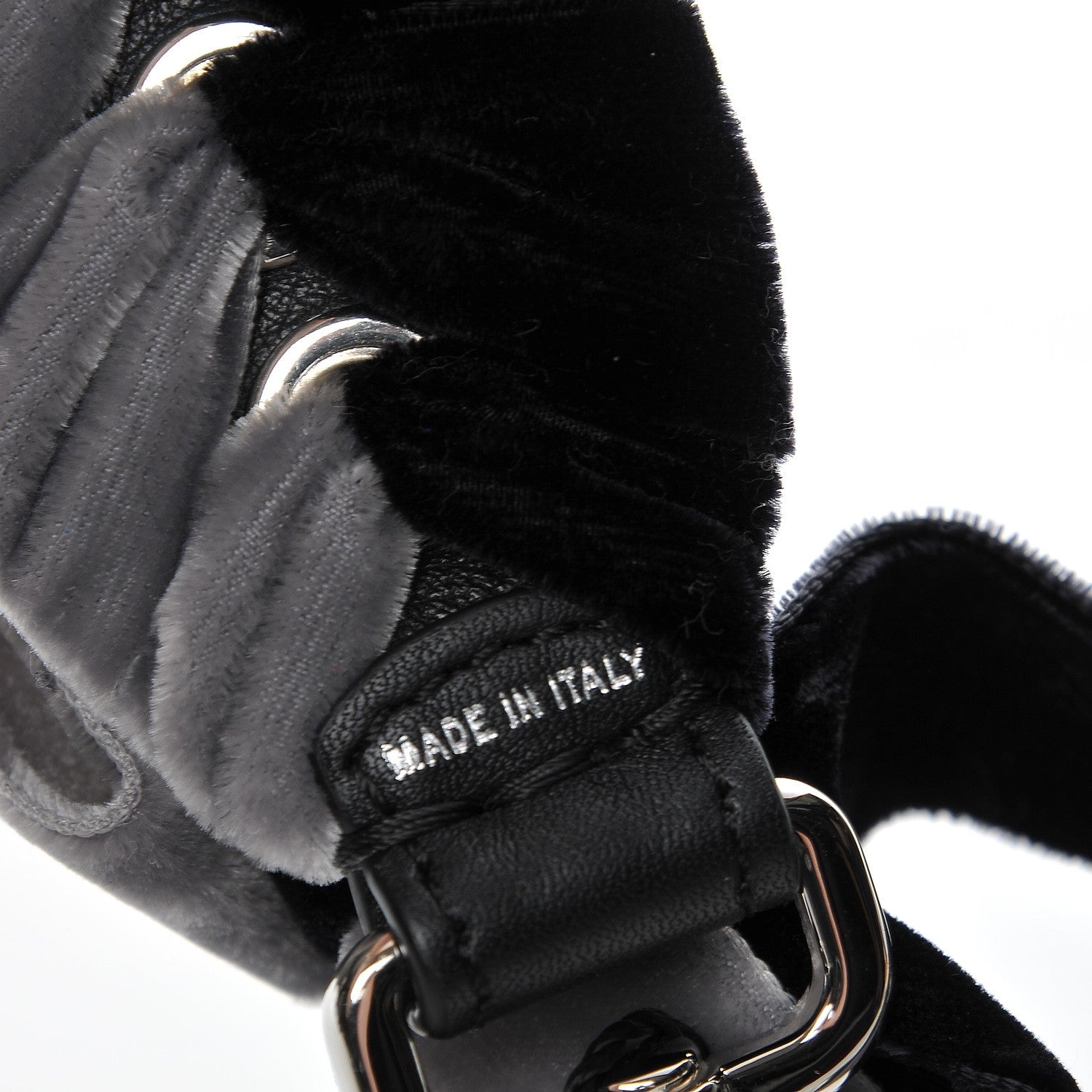 Fendi Velvet Lace Up Strap You Grey Black 5 of 5