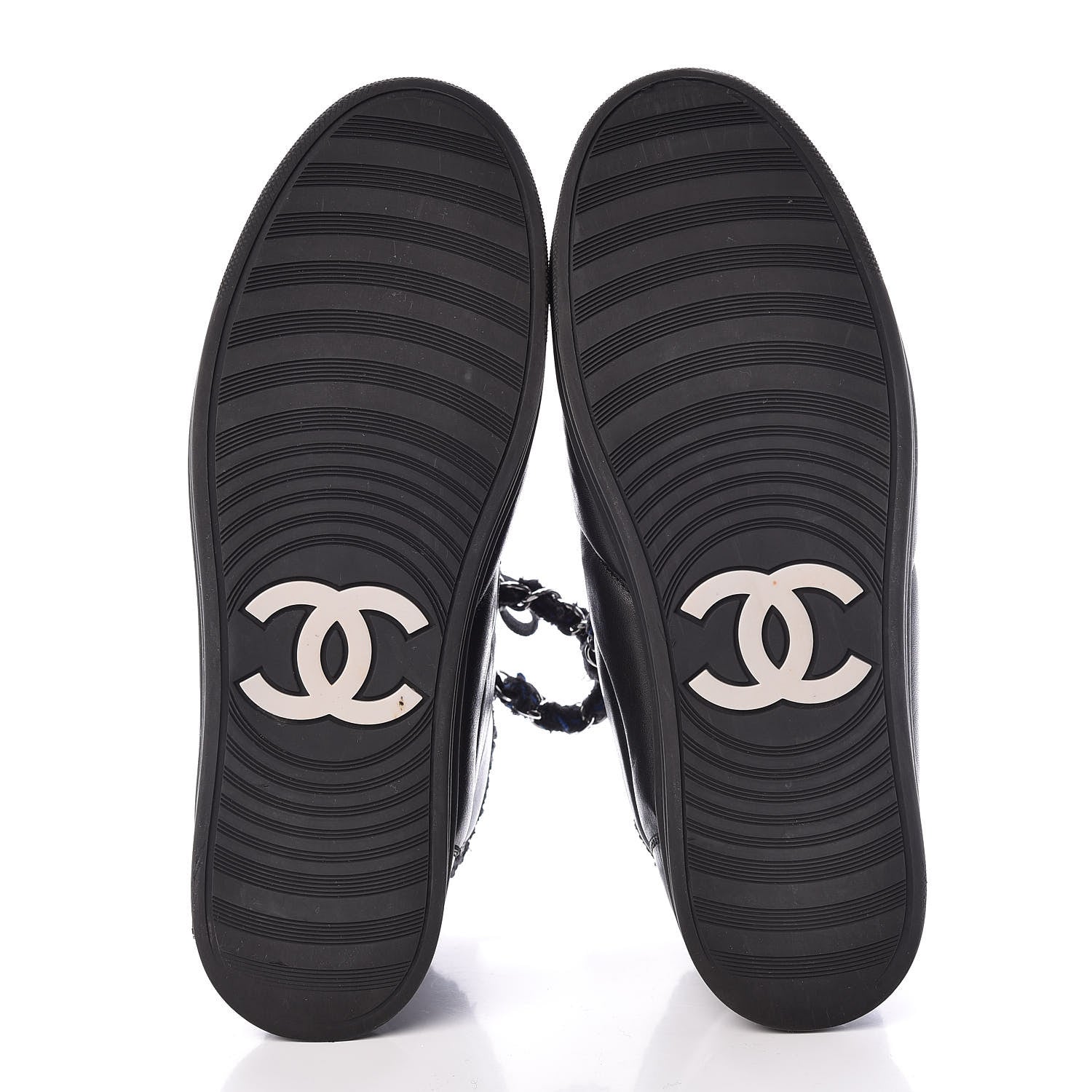 Chanel Calfskin Tweed Womens Zipped Sneakers 40 Black 7 of 11