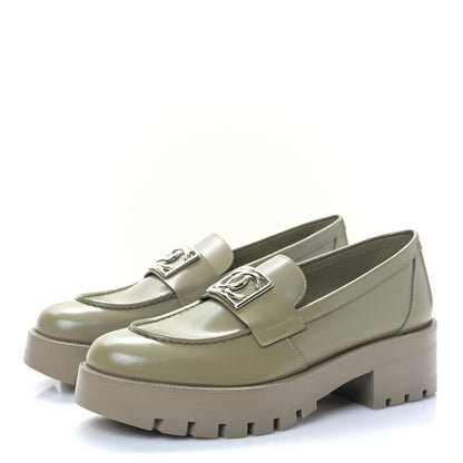 Chanel Calfskin Metal CC Loafers 39.5 Khaki 3 of 8