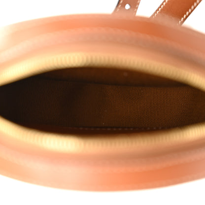 Celine Lambskin Triomphe Canvas Round Purse On Strap Black Tan 5 of 11