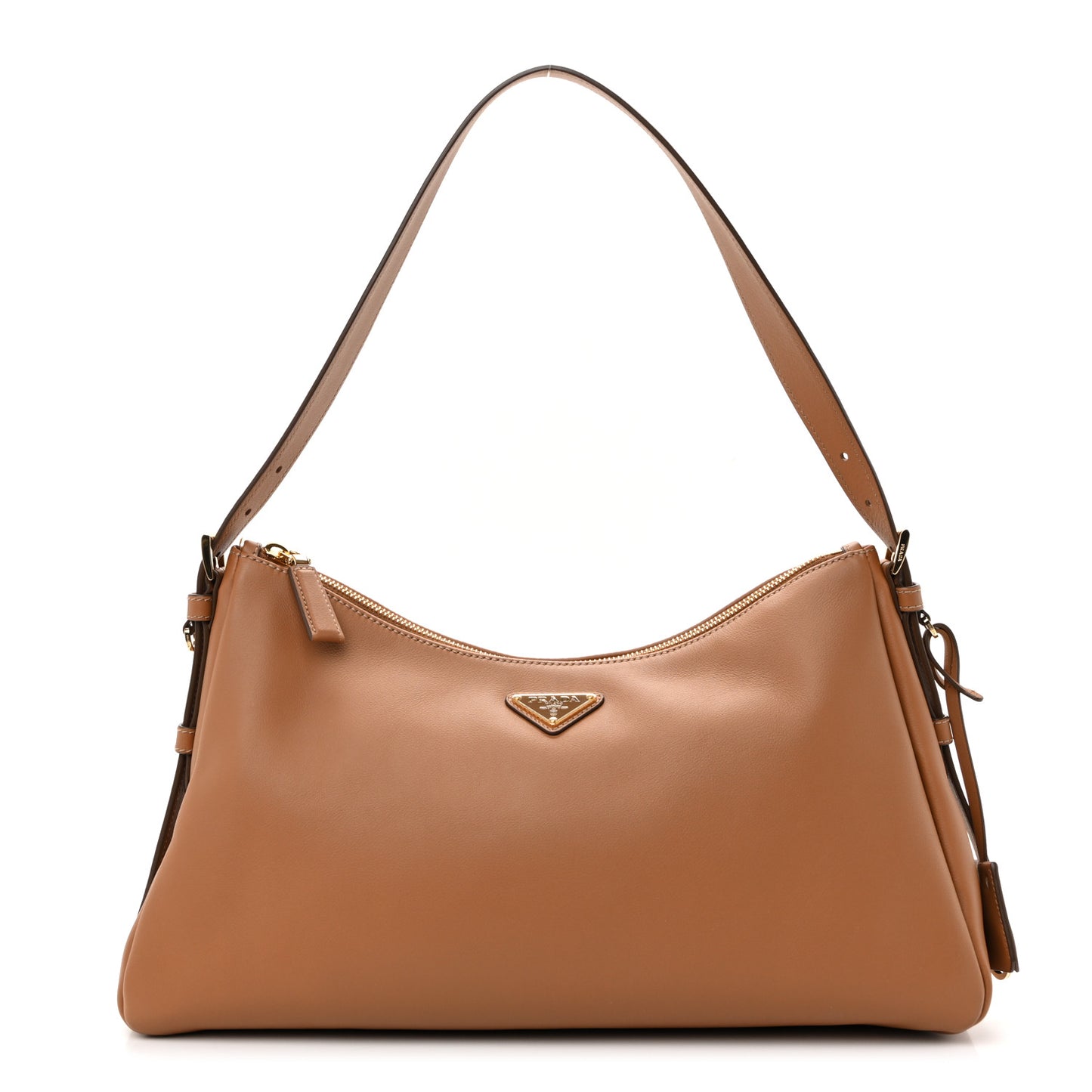 Soft Calfskin Large Aimee Shoulder Bag Caramel