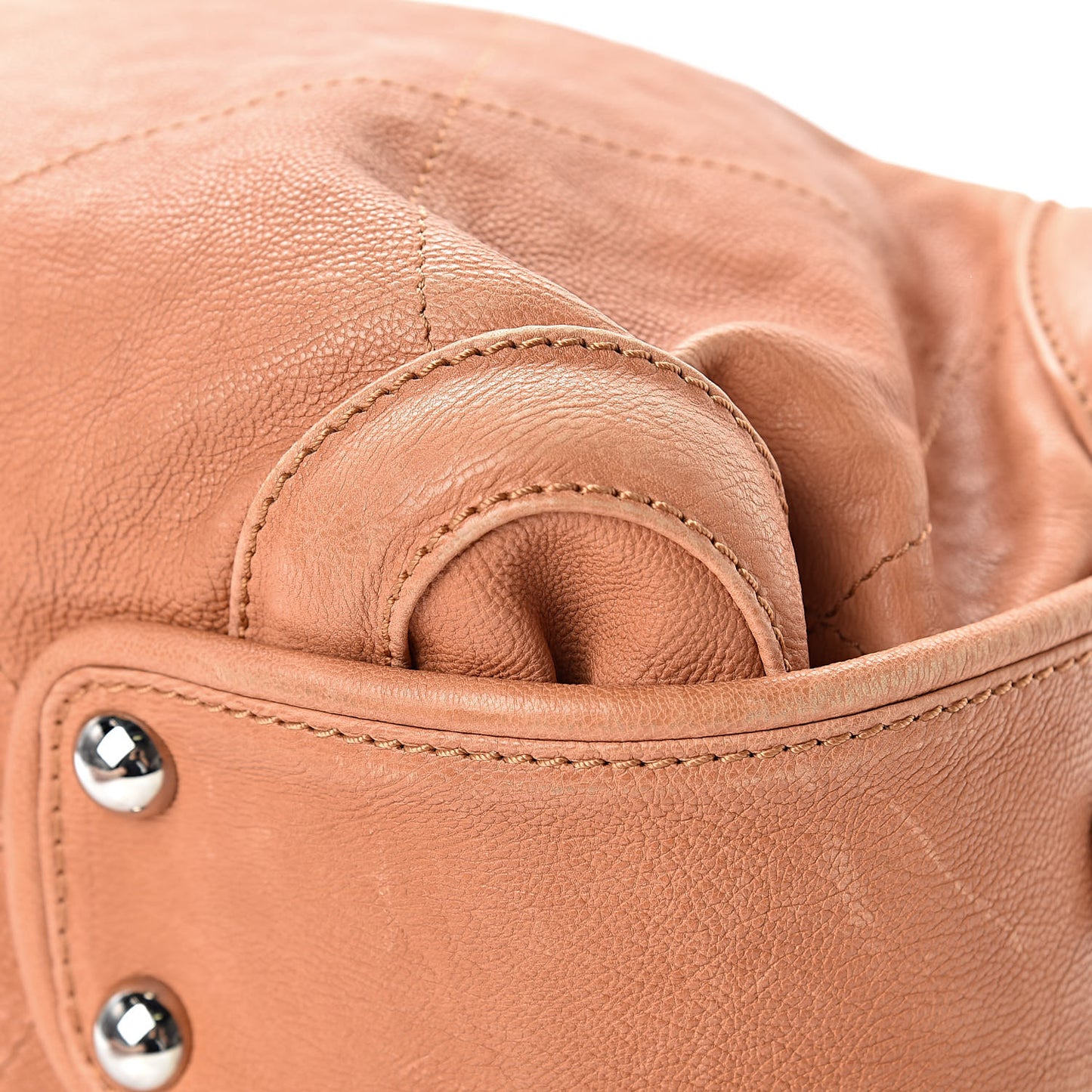 Calfskin Stitched Bowler Light Brown