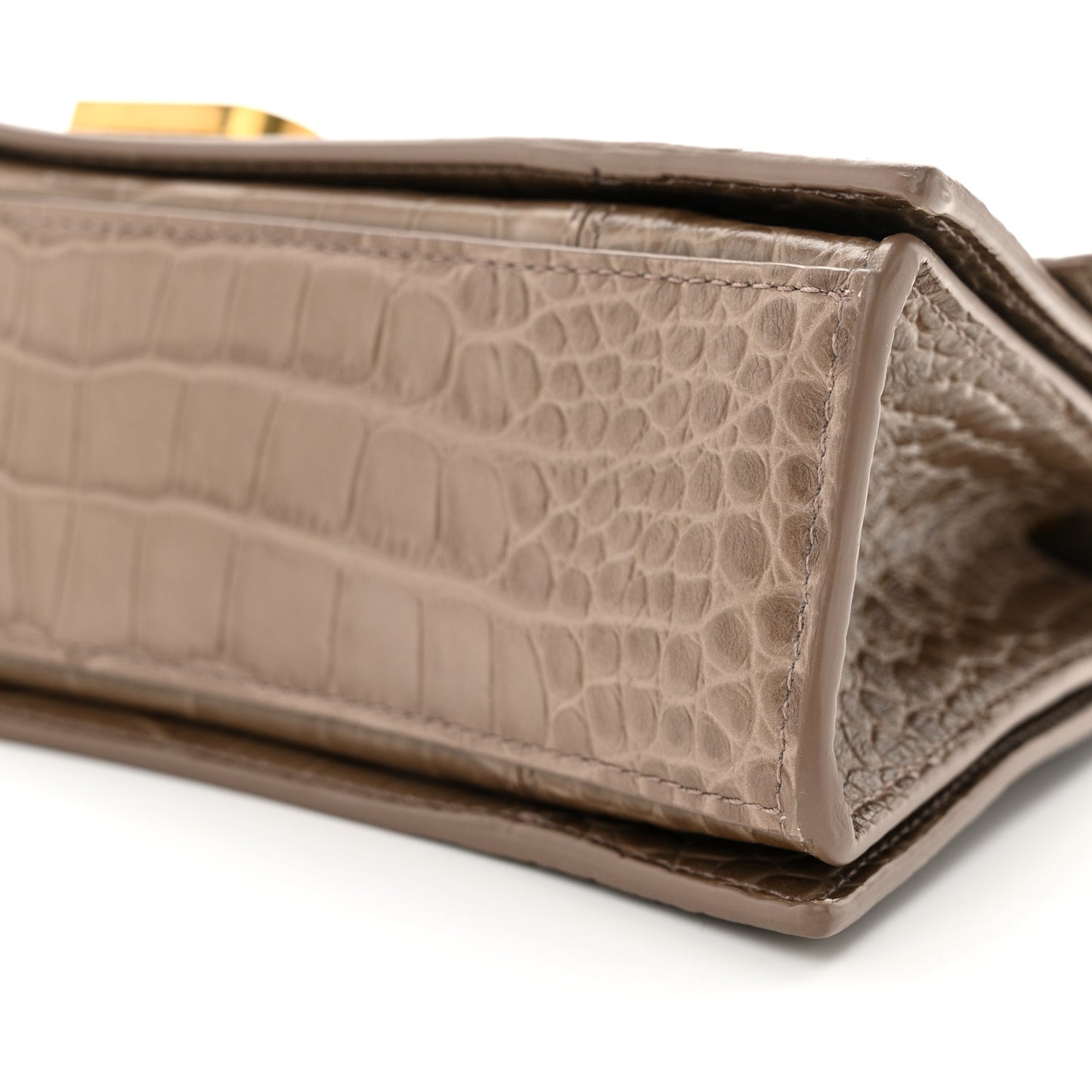 Extra Supple Calfskin Crocodile Embossed Small Crush Chain Bag Dark Mink Grey