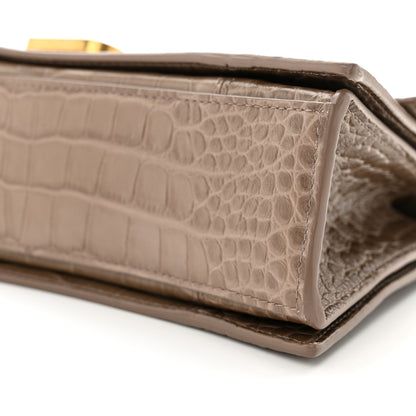 Balenciaga Extra Supple Calfskin Crocodile Embossed Small Crush Chain Bag Dark Mink Grey 9 of 9