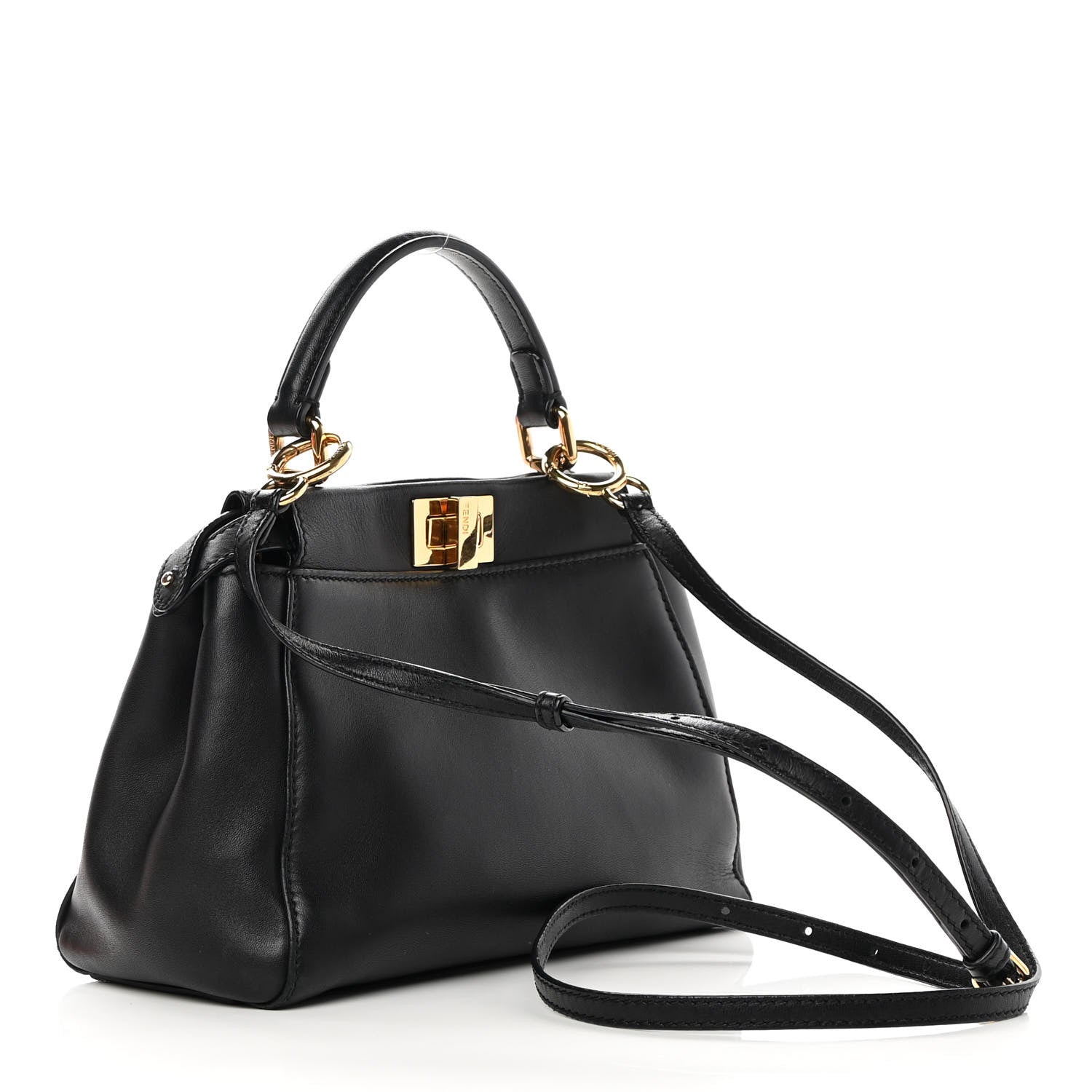 Fendi Nappa Mini Peekaboo Iconic Satchel Black 3 of 18