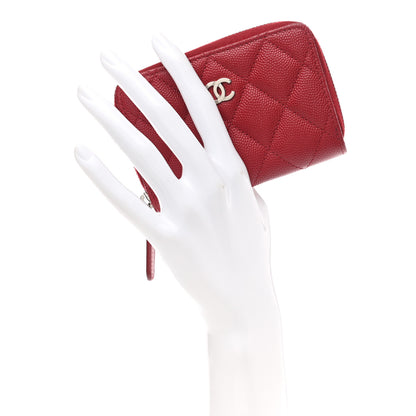 Chanel Caviar Quilted Zip Coin Purse Red 2 of 8