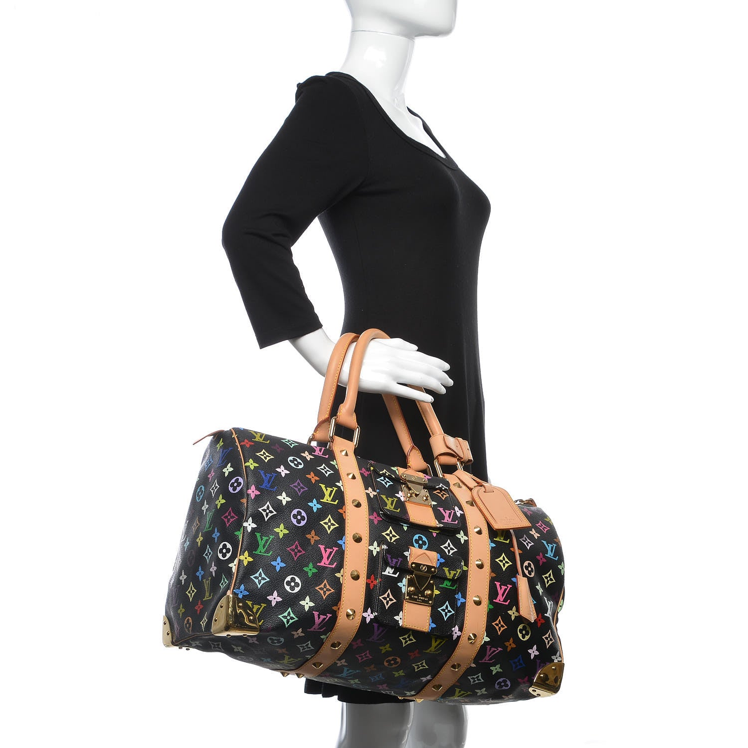 Louis Vuitton Monogram Multicolor Keepall 45 Black 2 of 9