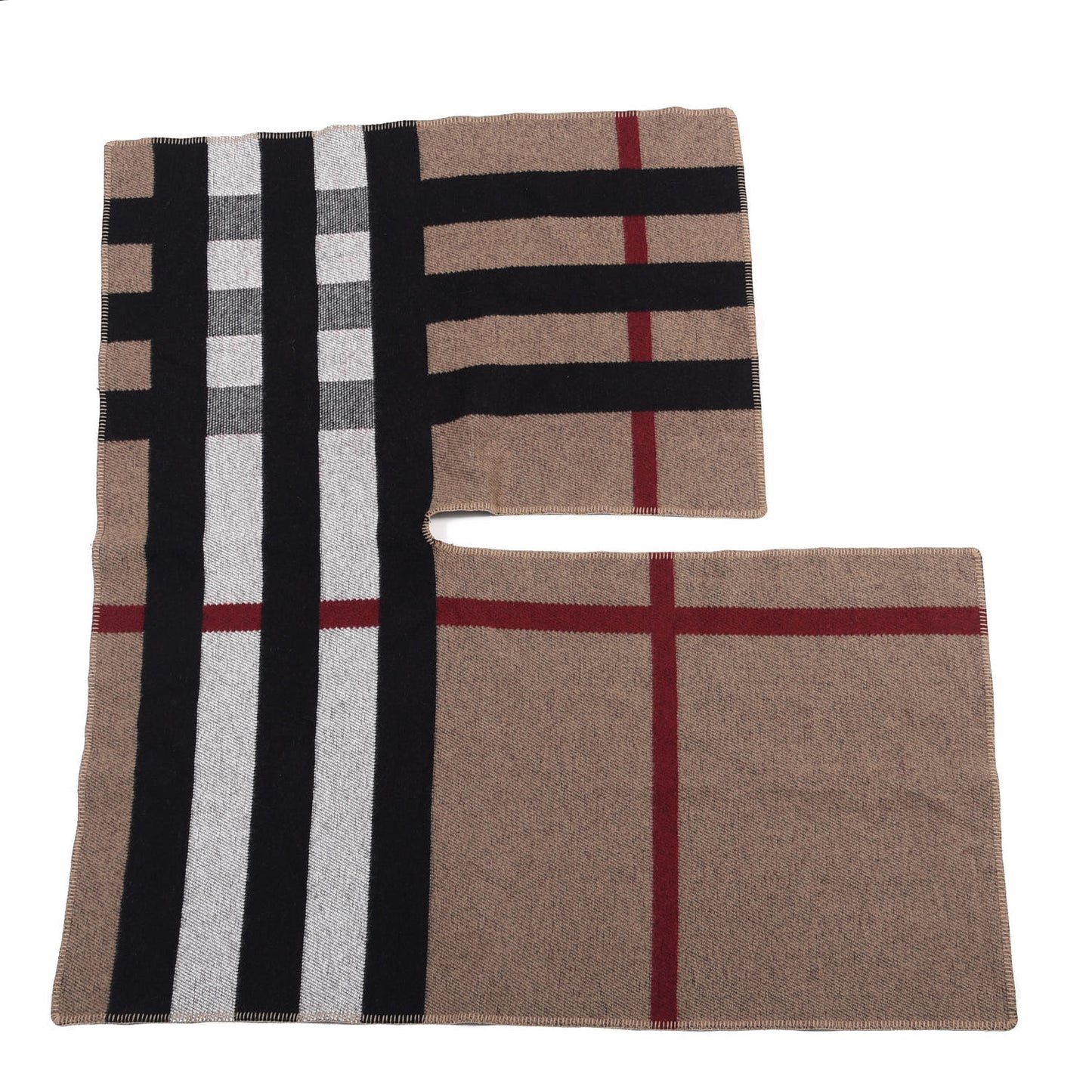 Cashmere Wool Mega Check Cape Scarf Scarf