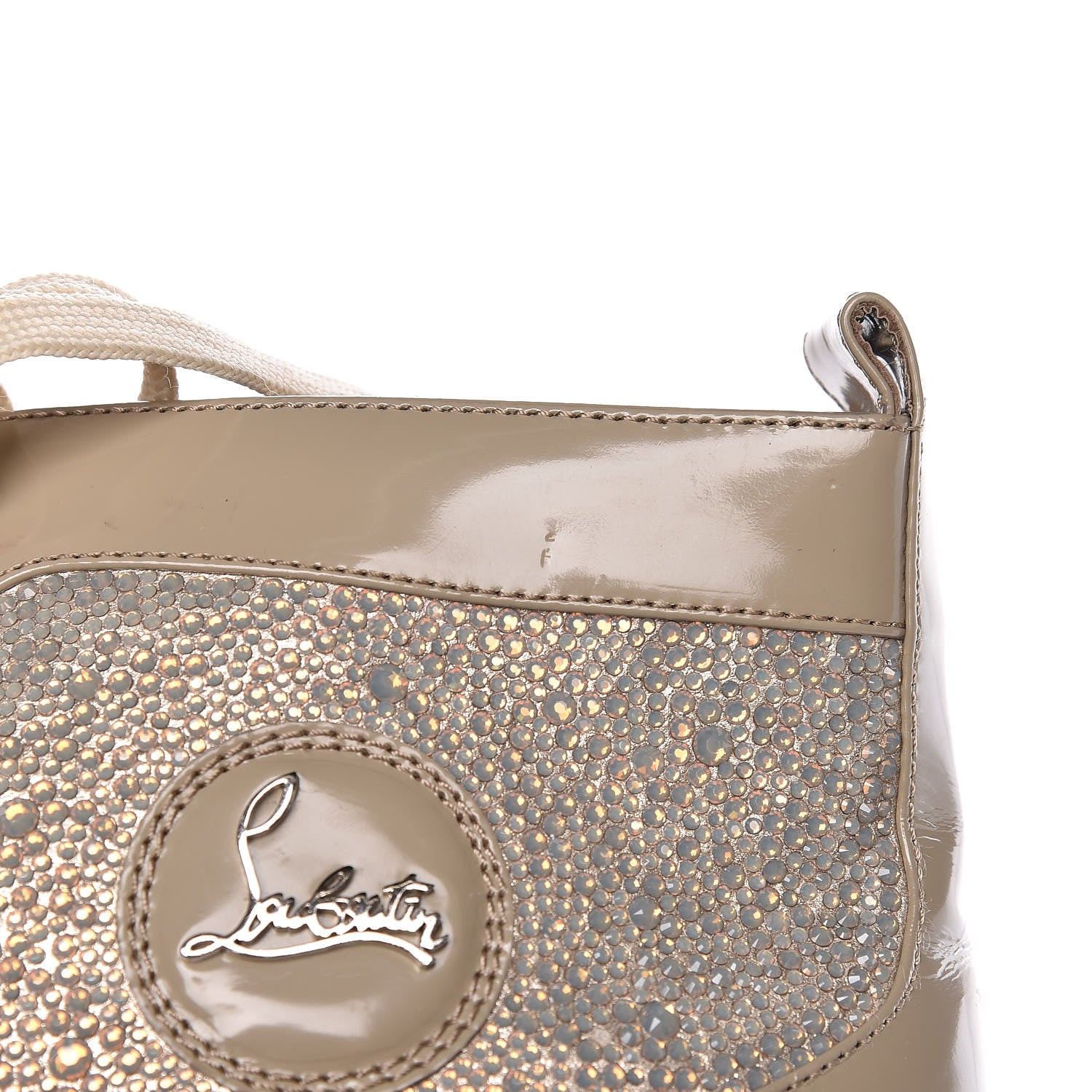 Christian Louboutin Patent Strass Mens Louis Flat Sneakers 46.5 Taupe 11 of 16