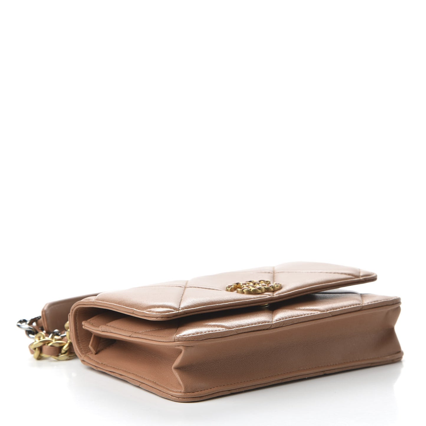 Lambskin Quilted 19 Wallet On Chain WOC Brown