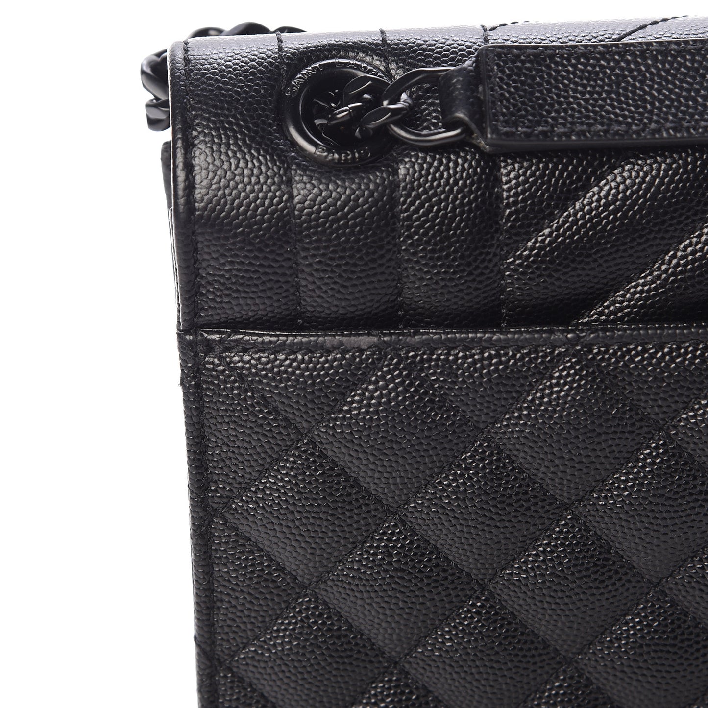 Grain De Poudre Textured Mixed Matelasse Triquilt Medium Monogram Satchel Black
