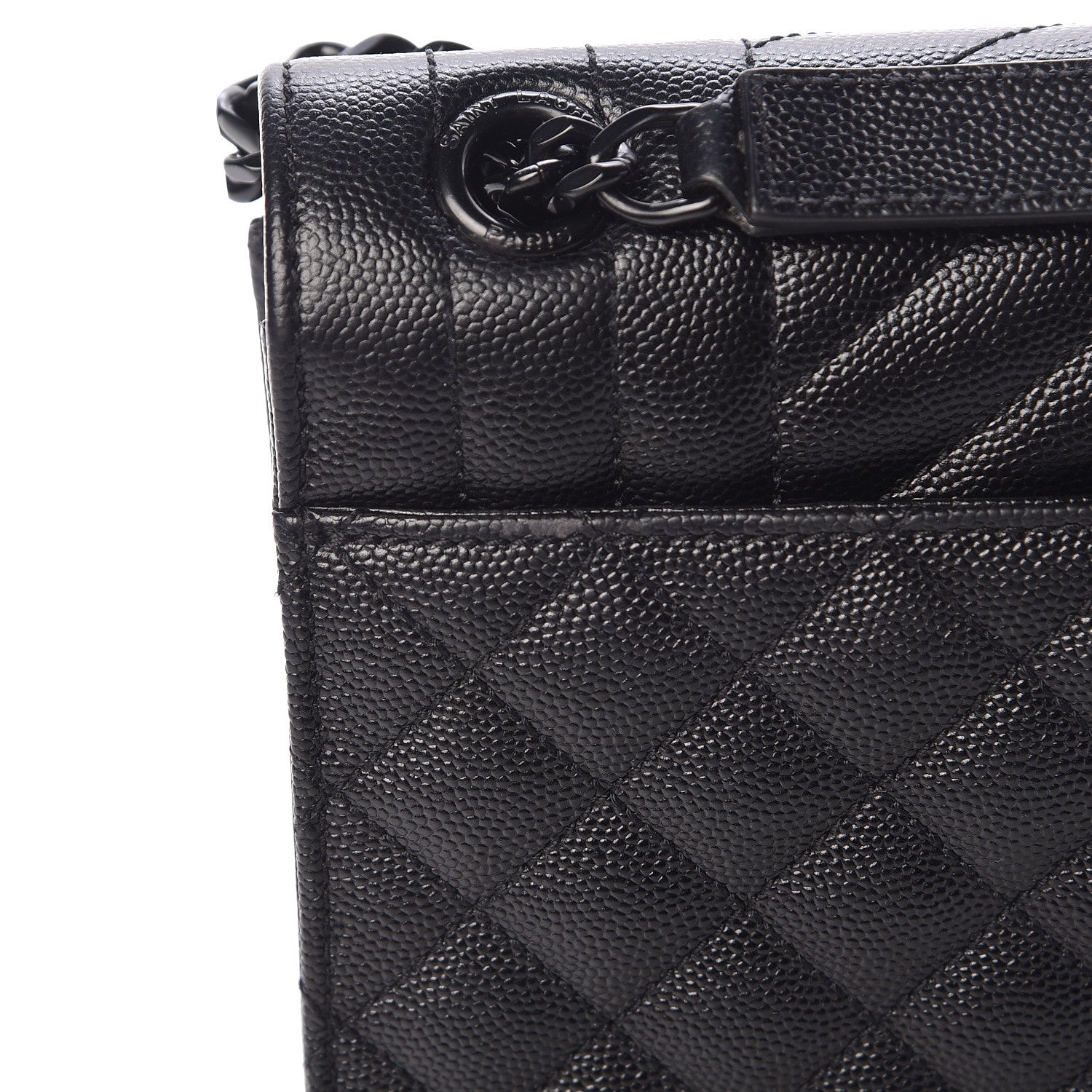 Saint Laurent Grain De Poudre Textured Mixed Matelasse Triquilt Medium Monogram Satchel Black 8 of 16