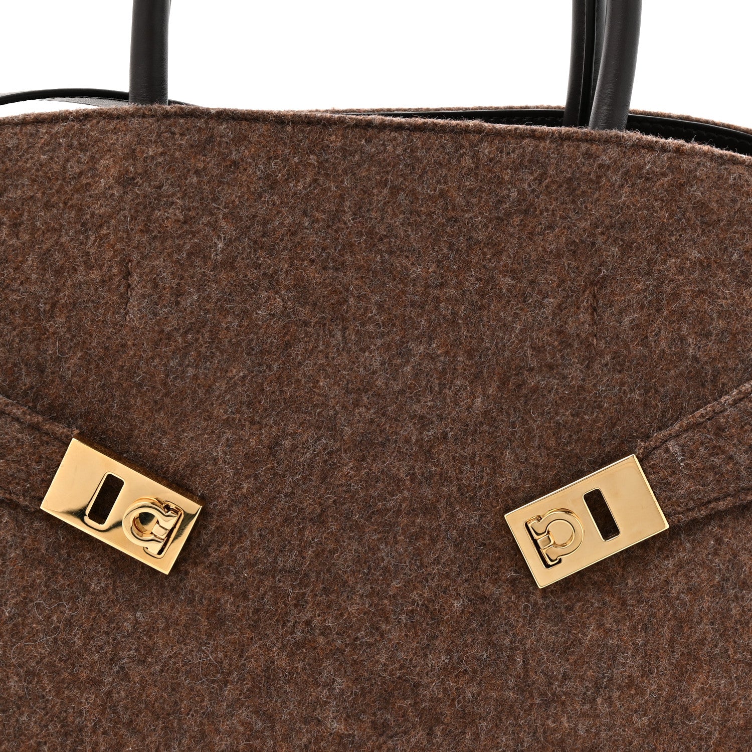 Salvatore Ferragamo Wool Felt Medium Hug Bag Brown 7 of 10