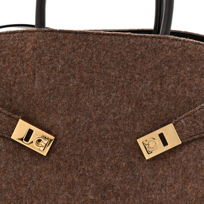 Salvatore Ferragamo Wool Felt Medium Hug Bag Brown 7 of 10