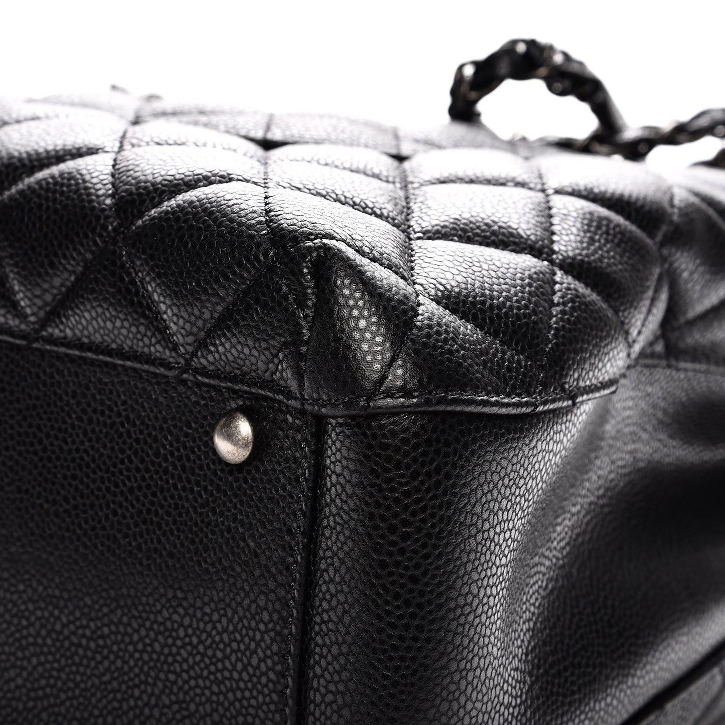 Caviar Quilted City Shopping Tote Black