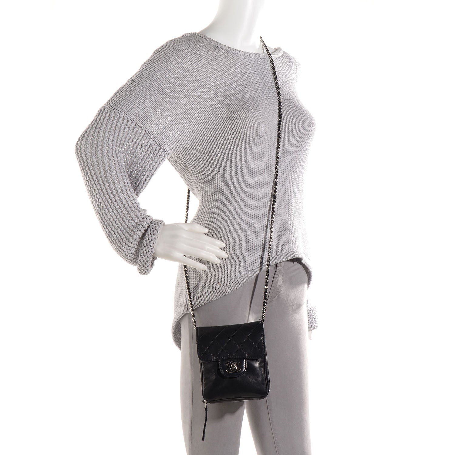 Chanel Lambskin Quilted Mini Crossbody Flap Black 2 of 9