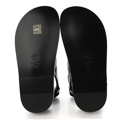 Chanel Lambskin Velcro Dad Sandals 35 Black 5 of 8