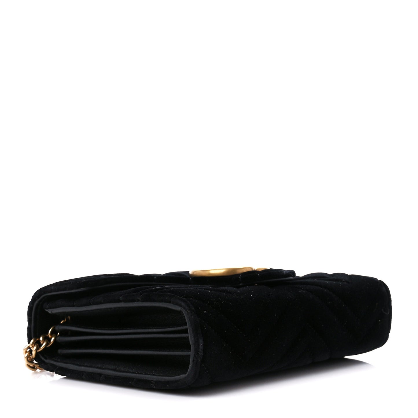 Velvet Matelasse GG Marmont Chain Wallet Black