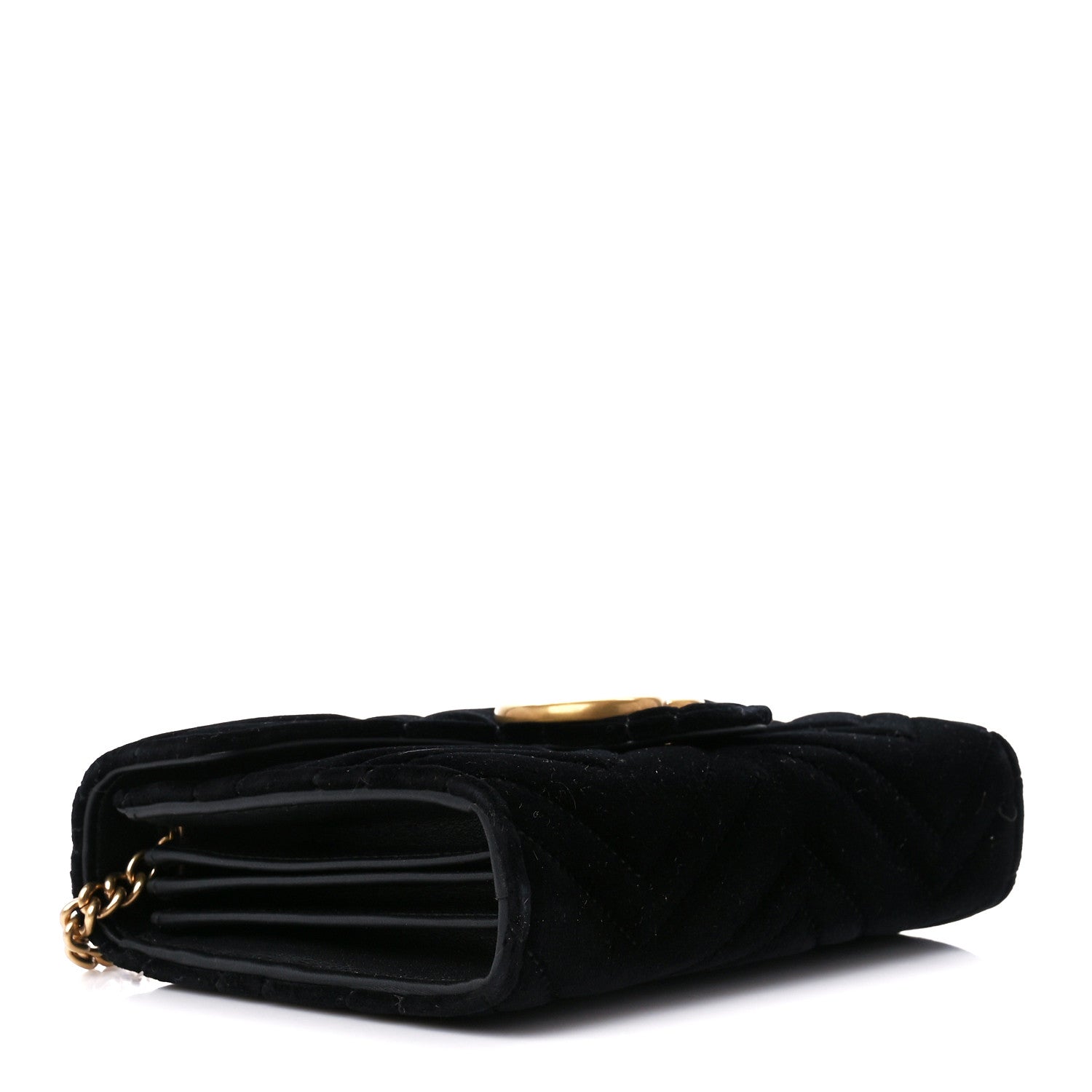 Gucci Velvet Matelasse GG Marmont Chain Wallet Black 4 of 11