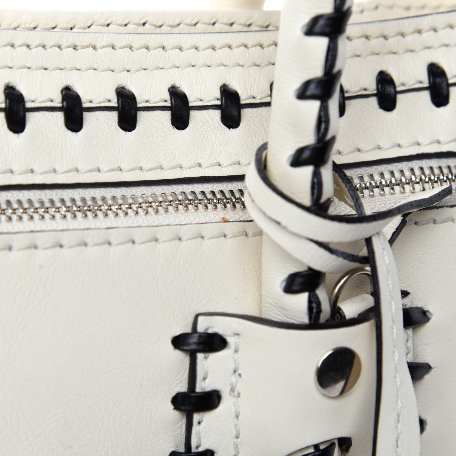 Alexander McQueen Calfskin Whipstitch Folk Tote White 20 of 22