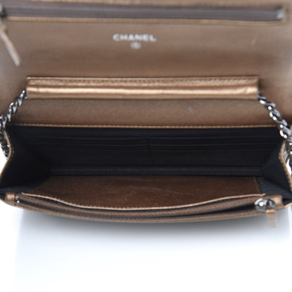 Chanel Metallic Caviar Timeless CC Wallet On Chain WOC Bronze 5 of 13