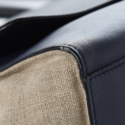 Celine Smooth Calfskin Linen Medium Tri-Color Trapeze Black Navy Blue 10 of 14