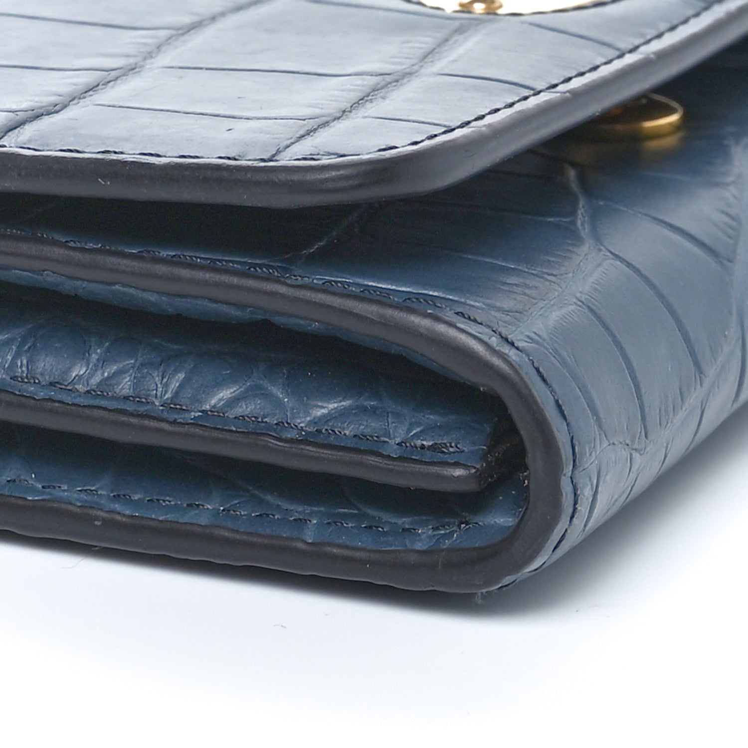 Mulberry Crocodile Embossed Calfskin Plaque French Purse Wallet Grey 6 of 9