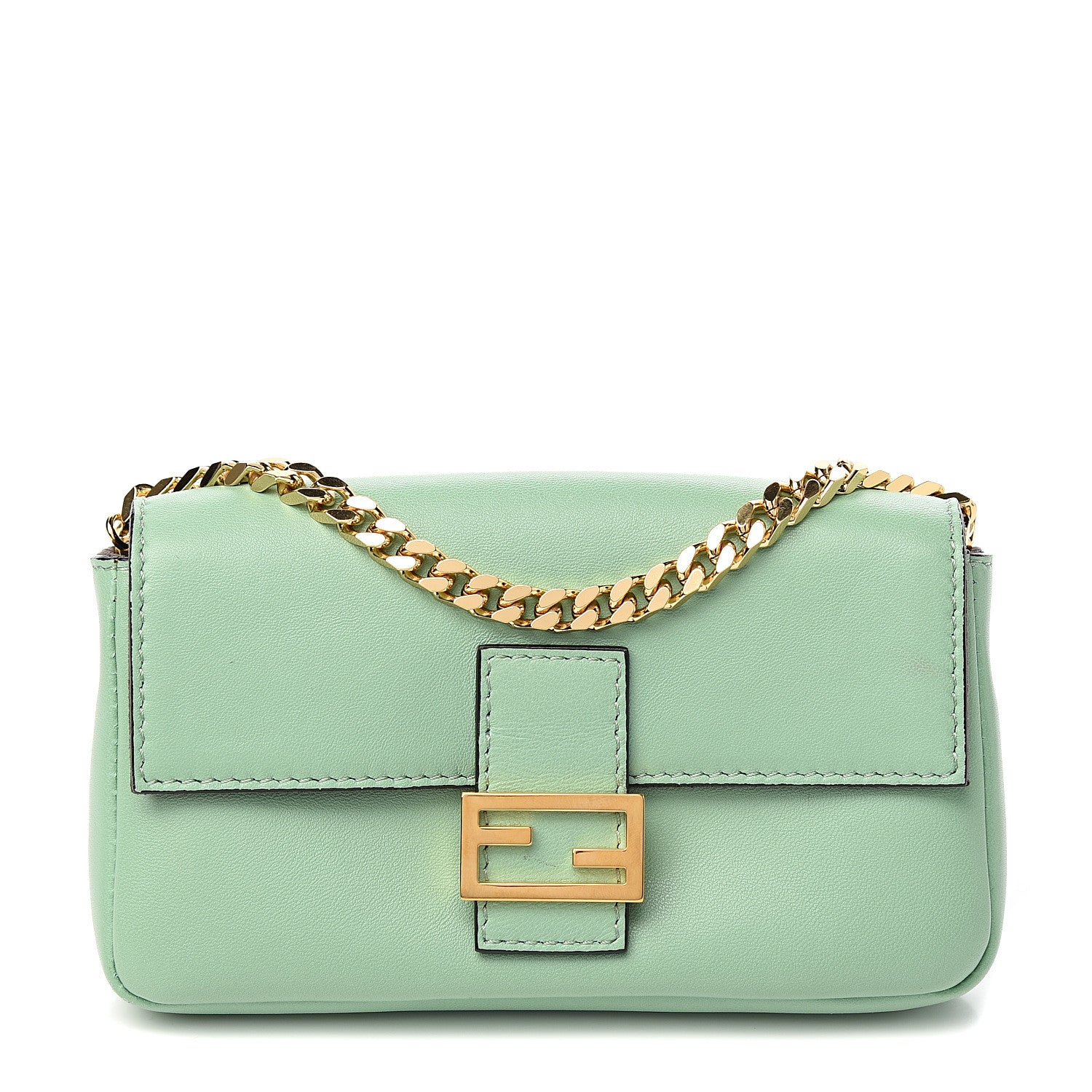 Fendi Shiny Nappa Micro Baguette Verde Acqua 1 of 8