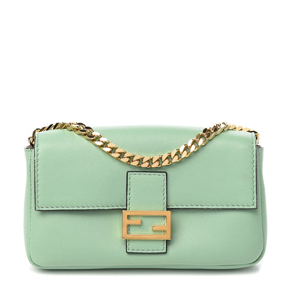 Fendi Shiny Nappa Micro Baguette Verde Acqua 1 of 8