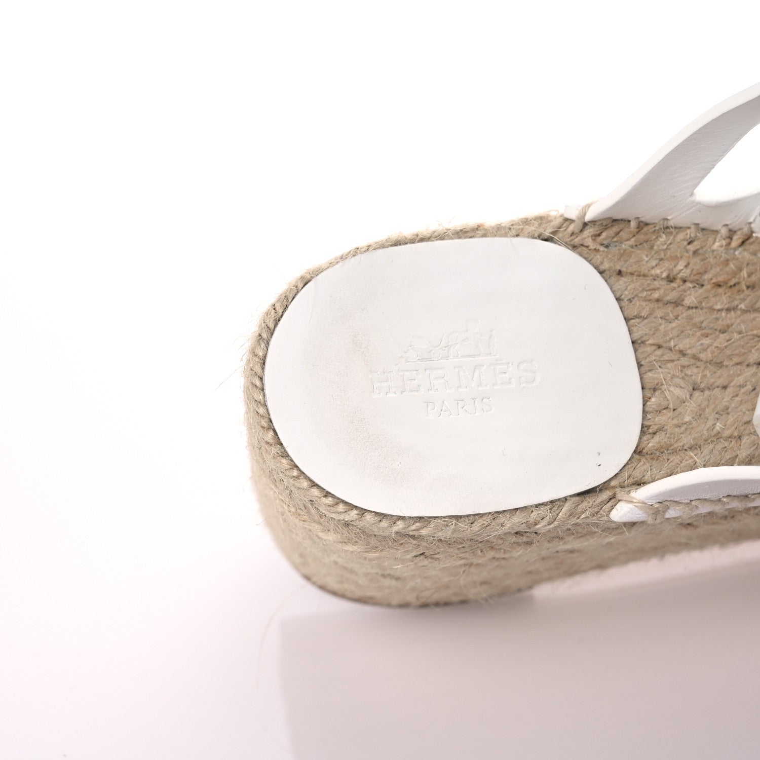 Hermes Calfskin Catalya Espadrille Wedge Sandals 37 White 10 of 10