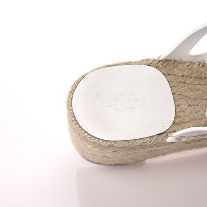 Hermes Calfskin Catalya Espadrille Wedge Sandals 37 White 10 of 10
