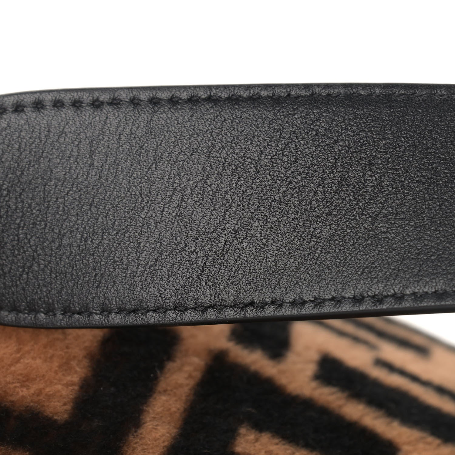 Fendi Shearling Vitello Dolce Macro FF 1974 Baguette Tobacco Black 10 of 11