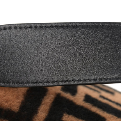 Fendi Shearling Vitello Dolce Macro FF 1974 Baguette Tobacco Black 10 of 11