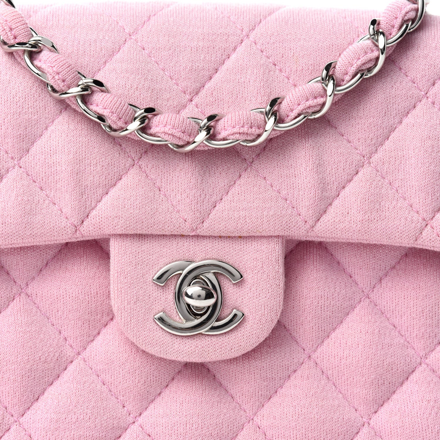 Chanel Jersey Quilted Mini Square Flap Pink 11 of 11