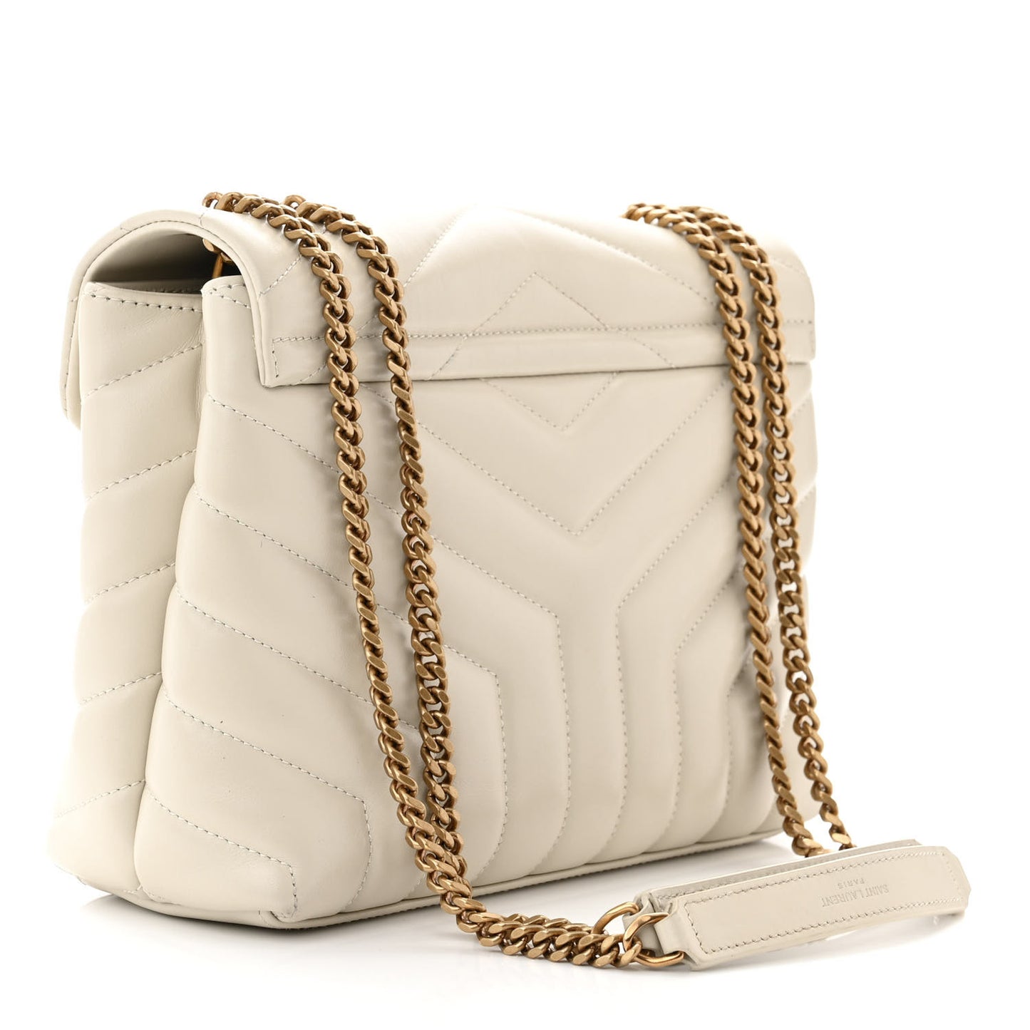 Calfskin Y Quilted Monogram Small Loulou Chain Satchel Blanc Vintage