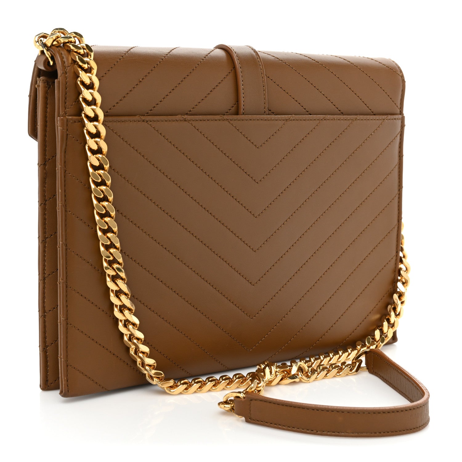 Saint Laurent Calfskin Matelasse Chevron Medium Monogram Satchel Brick 3 of 17