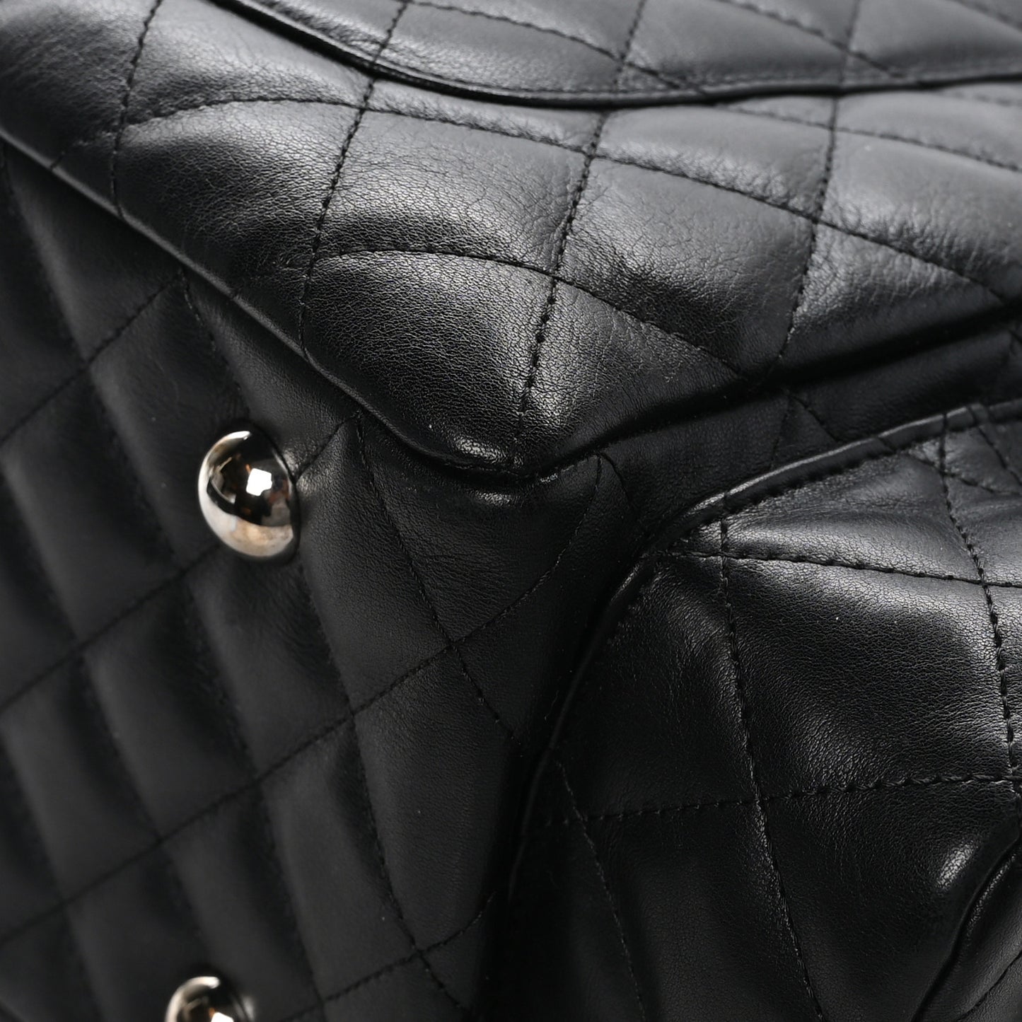 Calfskin Quilted Large Cambon Multipocket Reporter Black White