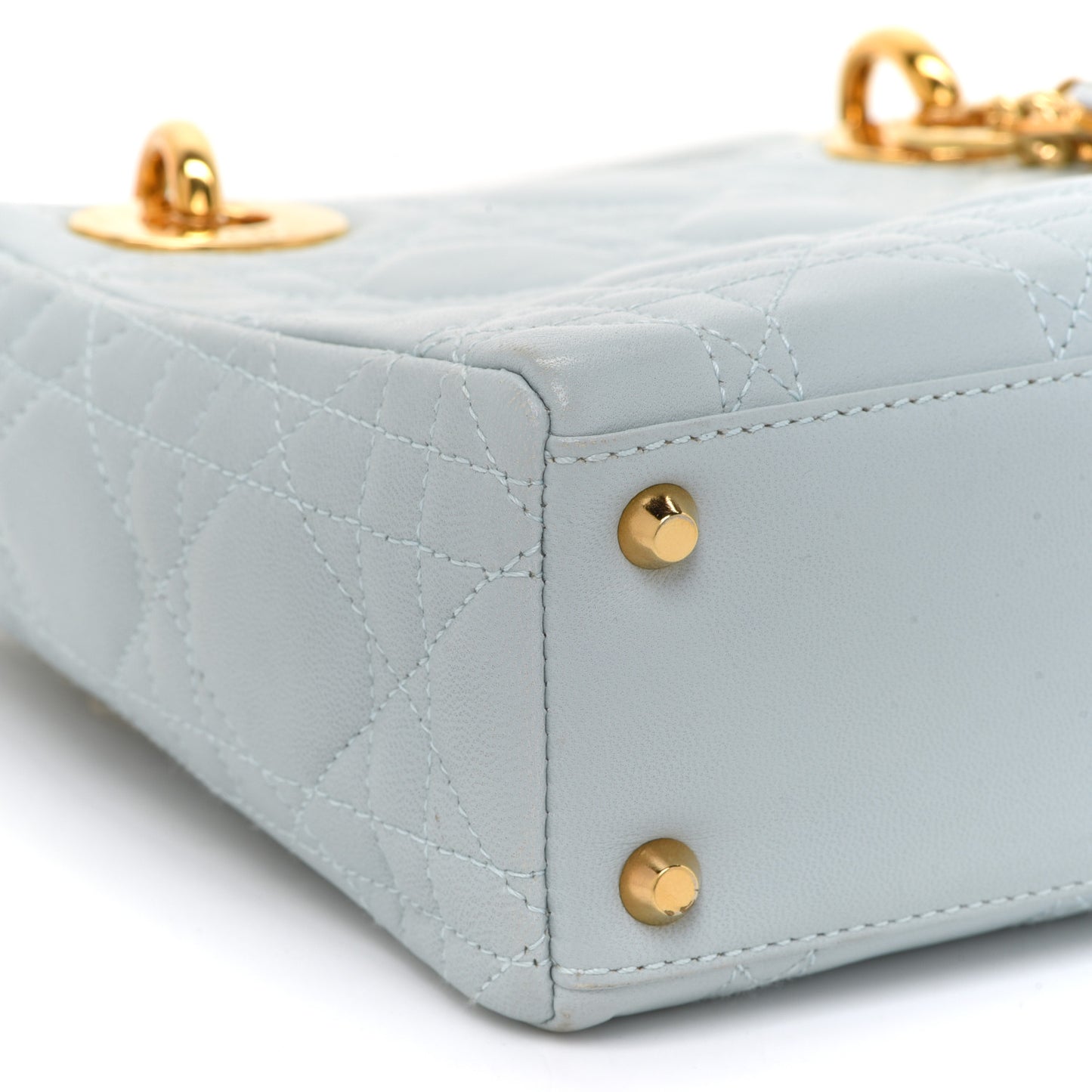 Lambskin Cannage Mini Lady Dior Light Blue
