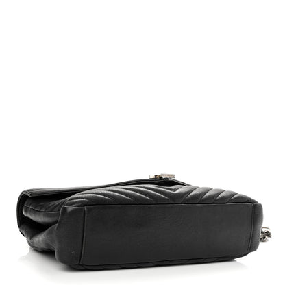 Saint Laurent Sheepskin Matelasse Chevron Monogram Large College Satchel Black 4 of 9