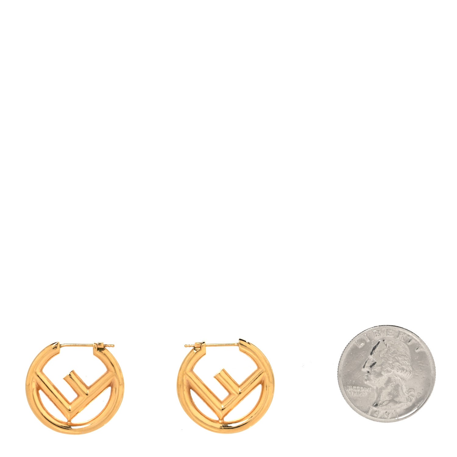 Fendi Metal FF Hoop Earrings Gold 2 of 4