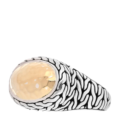 John Hardy Sterling Silver 22K Yellow Gold Palu Hammered Dome Ring 58 8.25 4 of 7